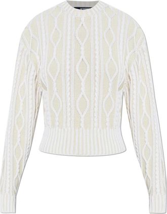 Jacquemus Coltrui met decoratief breisel - Dames - Ronde hals truien - Beige - M - Katoen - Truien & Vesten