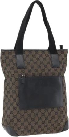 Gucci Pre-owned Tote Bags, female, Brown, Size: ONE SIZE Pre-owned Vintage Canvas Tote Bag