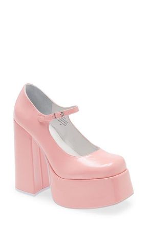 Jeffrey Campbell Mary Jane Platform Pump in Pink Crinke Patent at Nordstrom, Size 7
