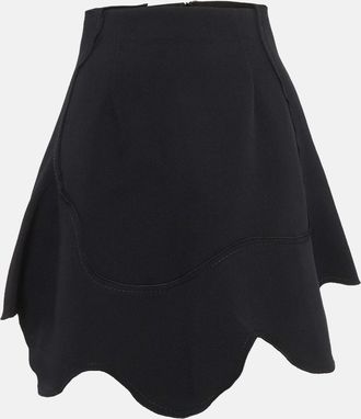 Sportmax Black Crepe Asymmetric Mini Skirt