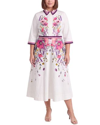 Teri Jon by Rickie Freeman Teri Jon By Rickie Freeman Plus Stripe Trim Shirtwaist Dress