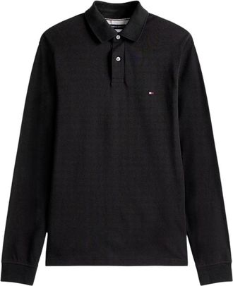 Tommy Hilfiger Tops, Heren, Zwart, S, Katoen, 1985 Regular LS Polo