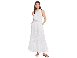 Vince Camuto Collared Sleeveless Button Up Womens Dress Ultra White : XL, Cotton