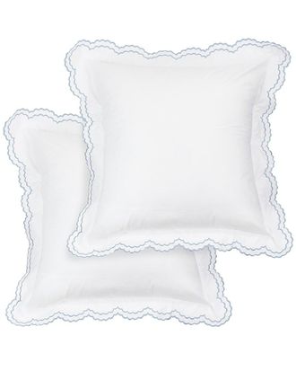 Melange Home Double Scalloped Embroidered Sham Pair