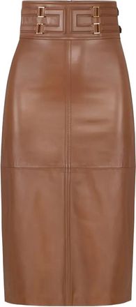 Elisabetta Franchi Leren midi-rok - Bruin