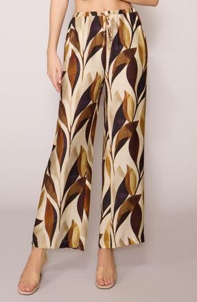 Melloday Floral Print Ankle Pants in Multi Leaf at Nordstrom, Size X-Small