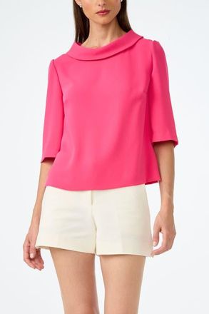 Trina Turk Kailee Folded Neckline Top in Rio Rose at Nordstrom, Size X-Small