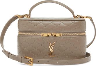 Saint Laurent Mini Gaby Quilted Leather Vanity Case in Light Taupe at Nordstrom