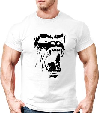 Generic Gorilla Roar Gym T-Shirt, Mens Gym Clothing Workout Training Bodybuilding Fitness Adults Top (White, XL, x_l)