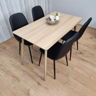 Kosy Koala Kosy Koala - Dining Table and 4 Chairs Wood Effect 4 Black Leather Chairs Dining Set