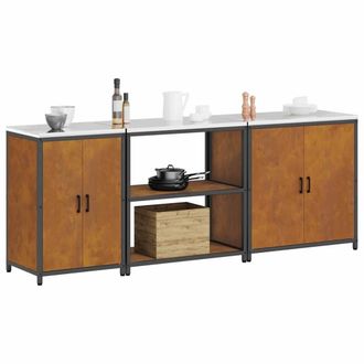 Berkfield Home Modern with Shelf Other with Storage with Door 3 pcs Rusty Weathe in Brown