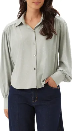 Karen Kane Embellished Faux Suede Shirt in Powder Blue at Nordstrom, Size X-Small