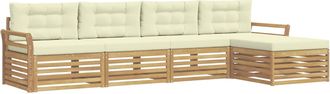 vidaXL Conjunto De Sof&aacute;s De Exterior 5 Uds. Blanco Y Crema Vidaxl