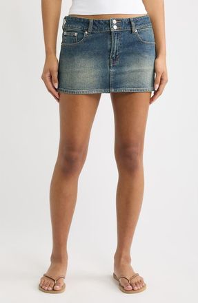 PacSun Piper Stretch Cotton Denim Miniskirt in Indigo at Nordstrom, Size 27