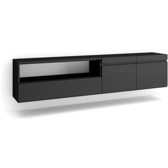 Skraut Home Mobile tv Soggiorno, Ampio spazio a disposizione, 200x45x35cm, Per tv fino a 80, Sospeso, da appendere, Stile moderno, Nero - Skraut Home