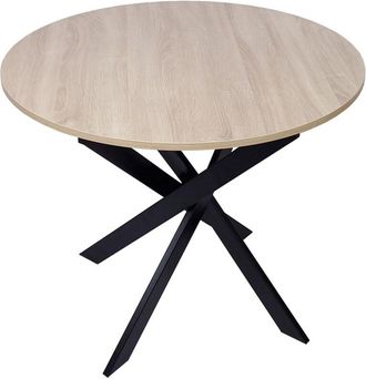 Skraut Home Skraut Home - Tavolo da pranzo fisso rotondo, Modello zen, 90 x 90 x 77 cm di altezza, Capacità per 4 persone, Materiali resistenti, Colore rovere