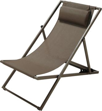Maisons du monde Tumbona/silla de playa plegable de metal topo
