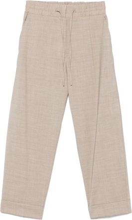 P.A.R.O.S.H. Beige Elastische Trekkoord Broek - Dames - Straight fit broeken - Beige - S - Broeken