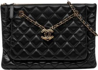 Chanel Pre-owned Leather chanel-bags - Dames - Vintage Schoudertas - Zwart - ONE Size - Vintage