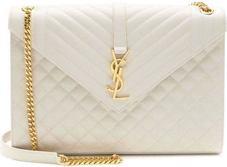 Saint Laurent Mixed Matelass&eacute; Grain de Poudre Monogram Large Shoulder Bag (Authentic Pre-Loved)