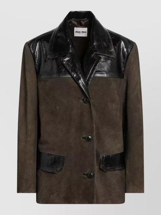 Miu Miu tailored jacket contrast panels front pockets