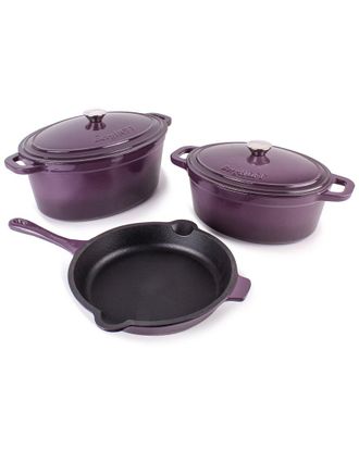 Berghoff Berghoff Neo 5Pc Cast Iron Purple Dutch Oven And Frying Pan Set