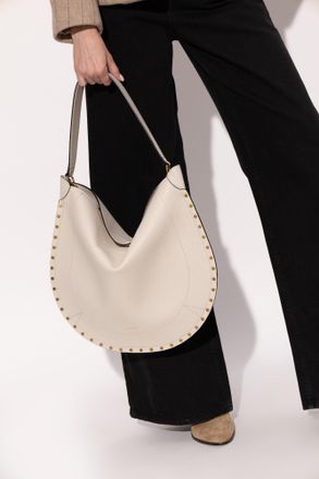 Isabel Marant Leather Shoulder Bag Oskan Hobo Soft, Womens, Cream
