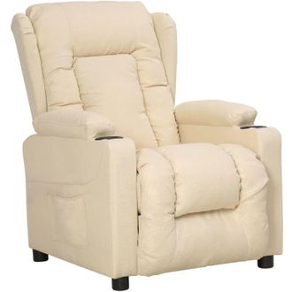 vidaXL Sill&oacute;n Reclinable De Tela Crema Vidaxl