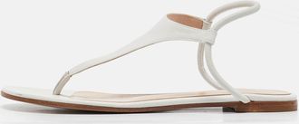 Gianvito Rossi White Leather Thong Flat Sandals