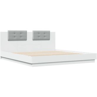 vidaXL Bed Frame with led without Mattress White 180x200 cm Super King Vidaxl