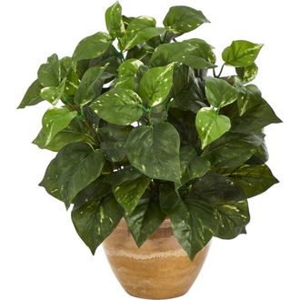 Nearly Natural 14-in Pothos Artificial Plant in Ceramic Planter in Green at Nordstrom