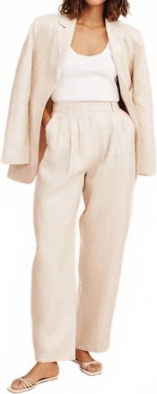 Possé Lucille High Waist Pant In Beige Pinstripe
