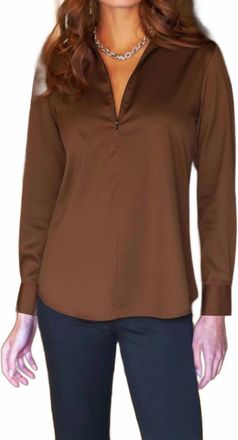Finley Endora Long Sleeve Top In Chocolate Brown