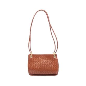 Bottega Veneta Pre-owned Intrecciato Lambskin Shoulder Bag - Dames - Pre-owned - Bruin - Maat: ONE Size Leer