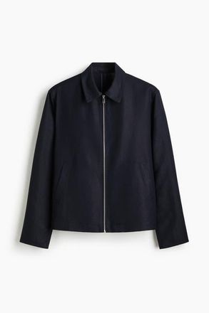 H&M Regular Fit Linen-blend Jacket in Navy Blue at Nordstrom, Size Xx-Large