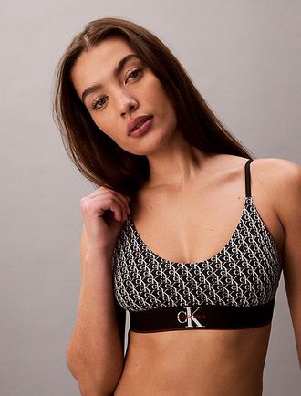 Calvin Klein Unlined Bralette - Graphic Monogram Microfibre Stretch