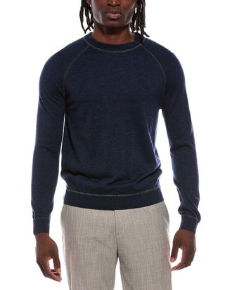 Autumn Cashmere Raglan Color Coverstitch 100% Cashmere Crewneck Sweater