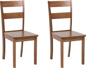 Beliani Conjunto De 2 Sillas De Comedor Estilo R&uacute;stico Tradicional De Madera De Caucho Marr&oacute;n Georgia