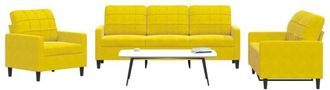 vidaXL Vidaxl - Juego De Sof&aacute;s Con Cojines 3 Piezas Terciopelo Amarillo