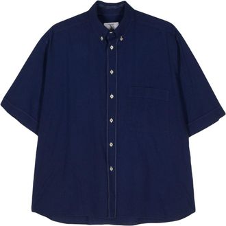 Valentino Garavani 2000s VLogo-embroidery shirt - men - Cotton - 41 - Blue