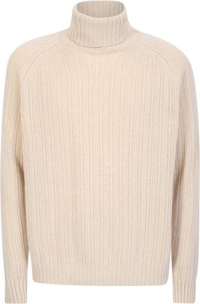 Original Vintage Witte Wol Kasjmier Turtleneck Sweater - Heren - Coltruien - Wit - XL - Wol - Truien & Vesten