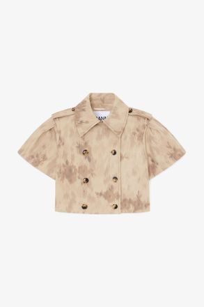 Ganni Warm Sand Jacket in Printed Cotton - Size 10/12 Organic