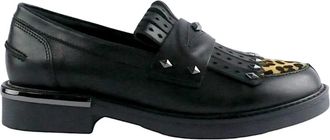 Elvio Zanon Camo Style Loafers - Dames - Loafers - Zwart - 40 EU - Leer - Schoenen