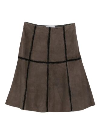 Blugirl suede panelled skirt - women - Calf Suede - 40 - Brown