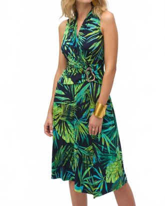 Joseph Ribkoff Floral Sleeveless Wrap Dress In Midnight Blue/multi