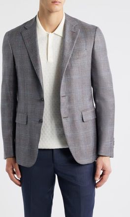 Canali Kei Trim Fit Brown M&eacute;lange Shadow Plaid Wool & Silk Blend Sport Coat at Nordstrom, Size 40 Us