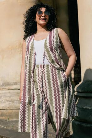 Roman Zig Zag Crochet Wide Leg Trouser