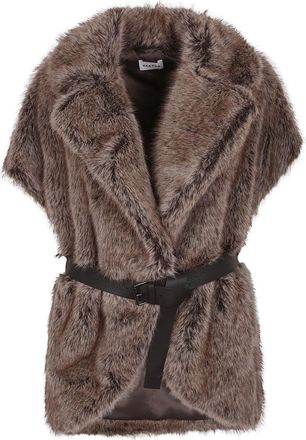 P.A.R.O.S.H. Faux Fur Vest With Lapel Collar And Tone-On-Tone Belt