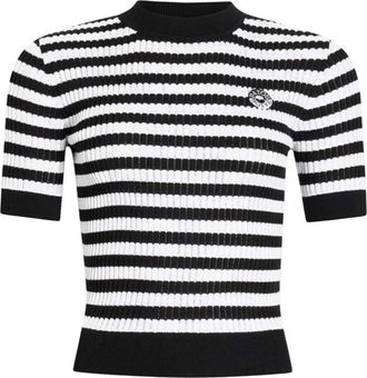 Patou Black Stripes Mock Collar T-Shirt