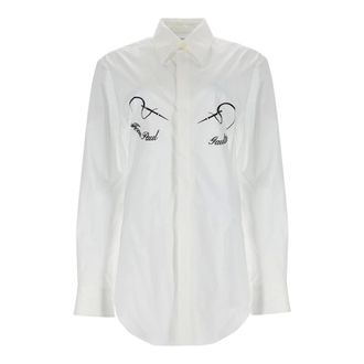 Jean Paul Gaultier Overhemden, Dames, Wit, M, Katoen, Needles Flock Shirt